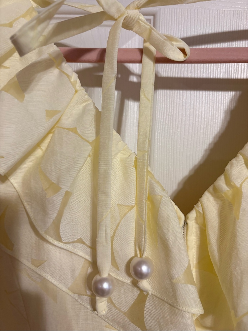 Lilly Pulitzer Pale Yellow Ruffled V-Neck Maxi Dress - Picture 4 of 6